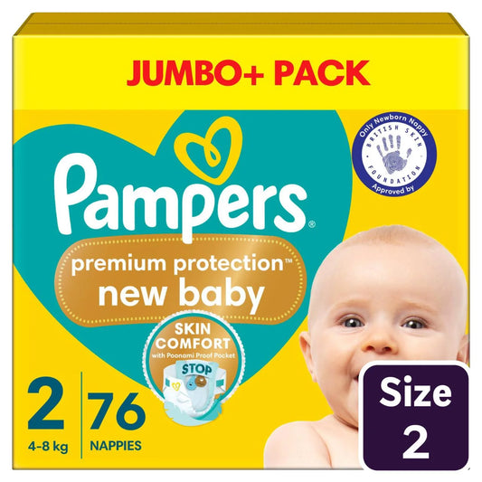 Pampers New Baby Nappies, Size 2 (4-8kg) Jumbo+ 76 per  Pack