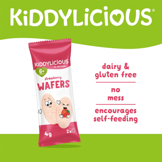 Kiddylicious Strawberry Maxi Wafers Baby Snacks Multi 10 x 4g