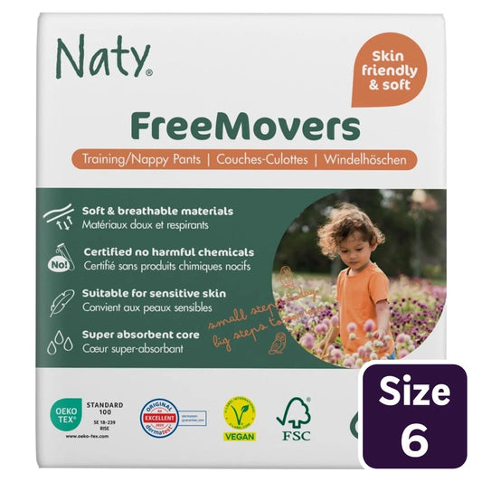 Naty FreeMovers Nappy Pull on Pants Size 6 (16kg+) 18 per pack