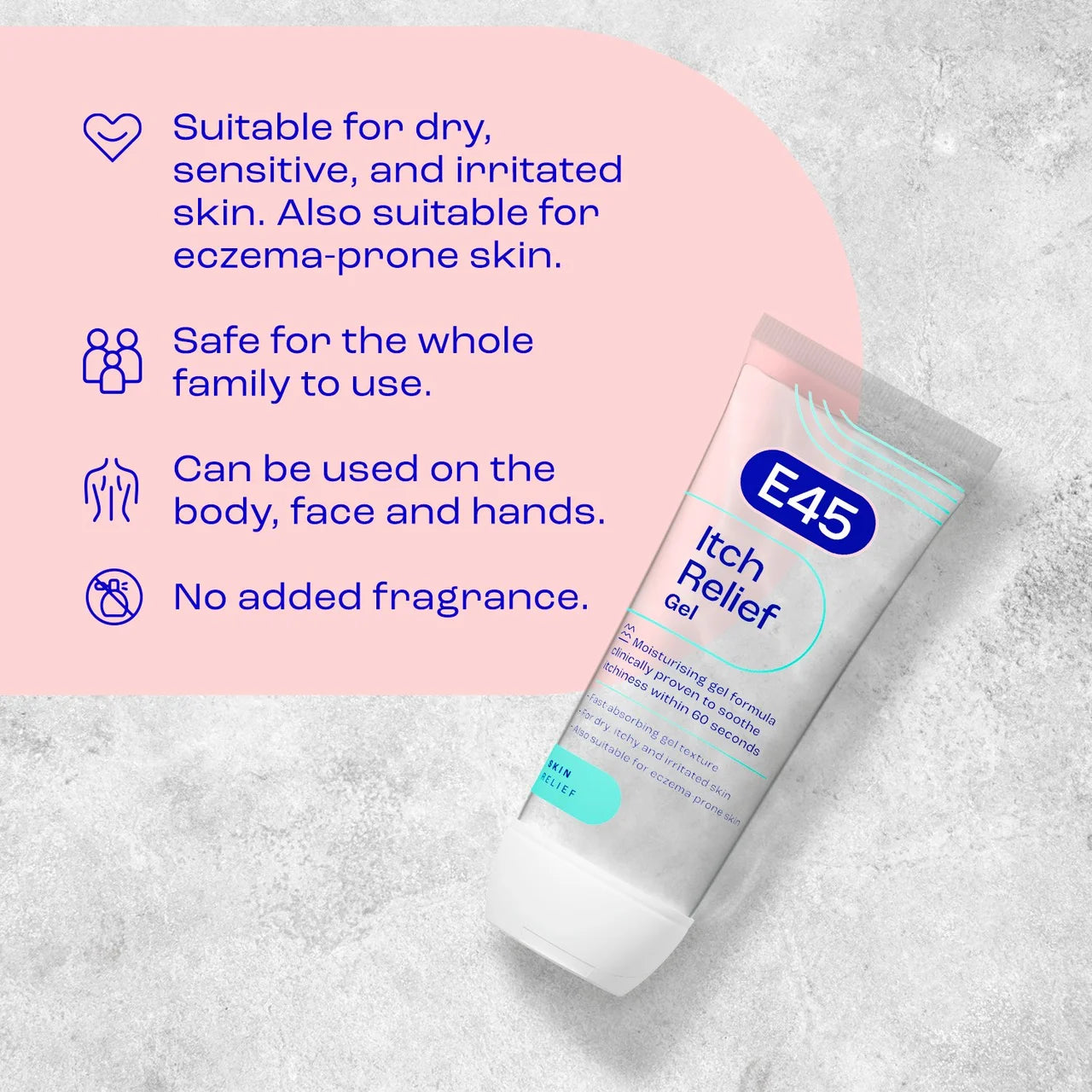 E45 Itch Relief Gel Instantly Soothes Dry, Itchy and Irritated Skin 100ml