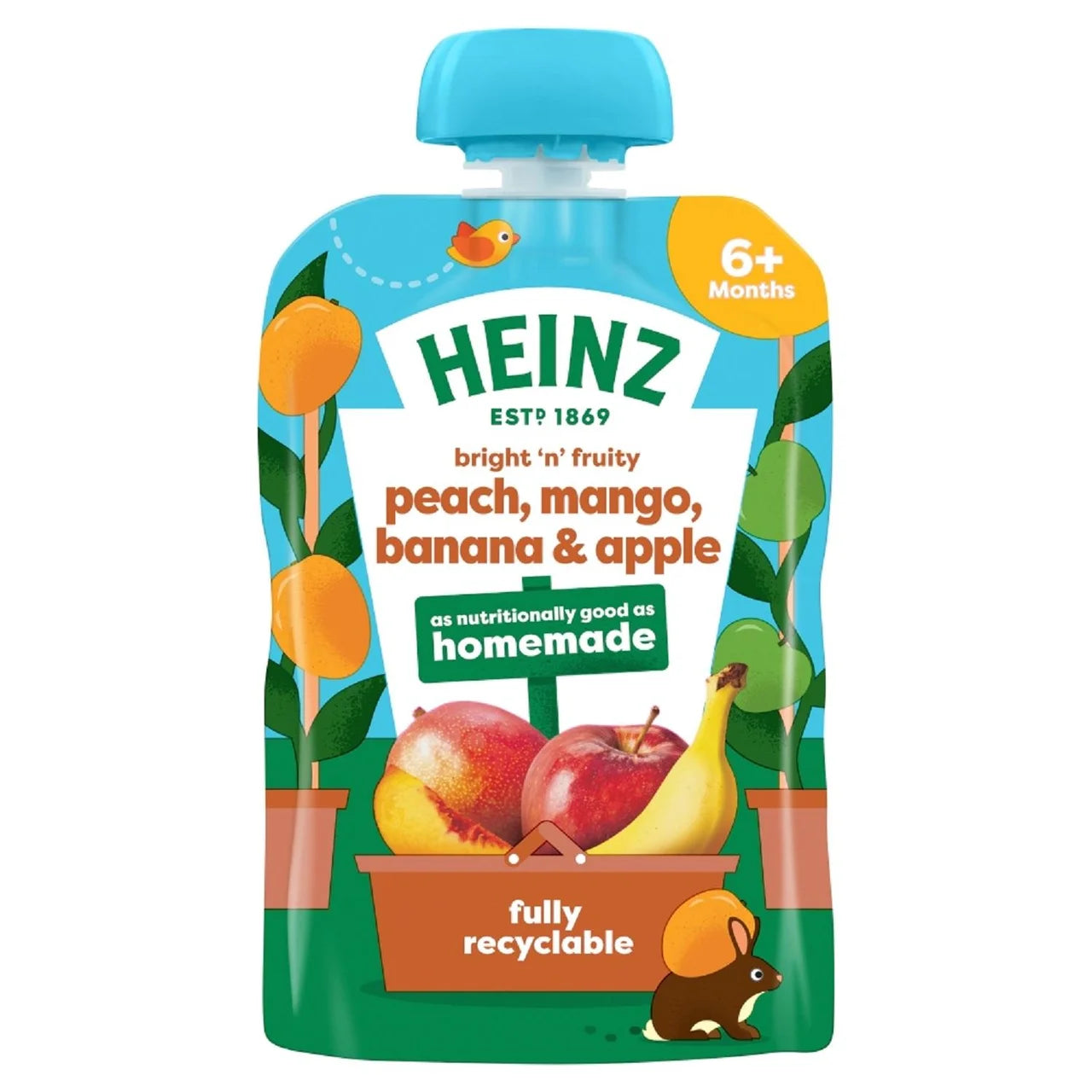 Heinz Peach, Mango, Banana & Apple Baby Food Fruit Puree Pouch 6+ Months 100g