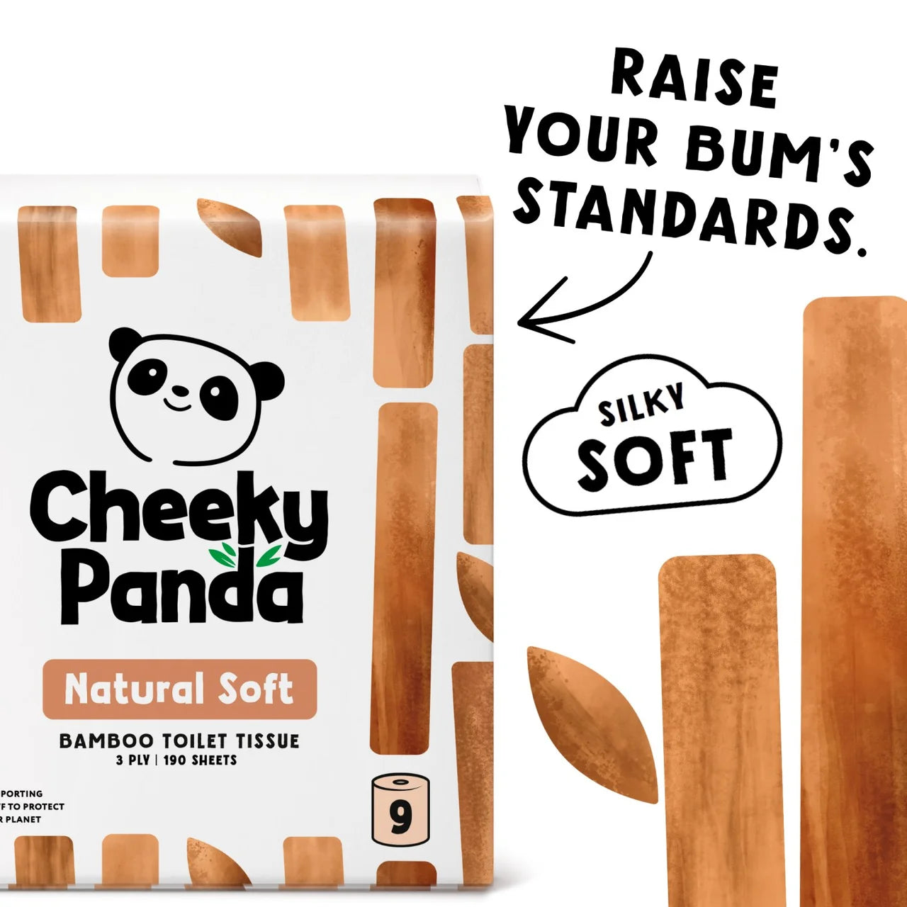 Cheeky Panda Natural Colour Bamboo Toilet Paper 9 per pack