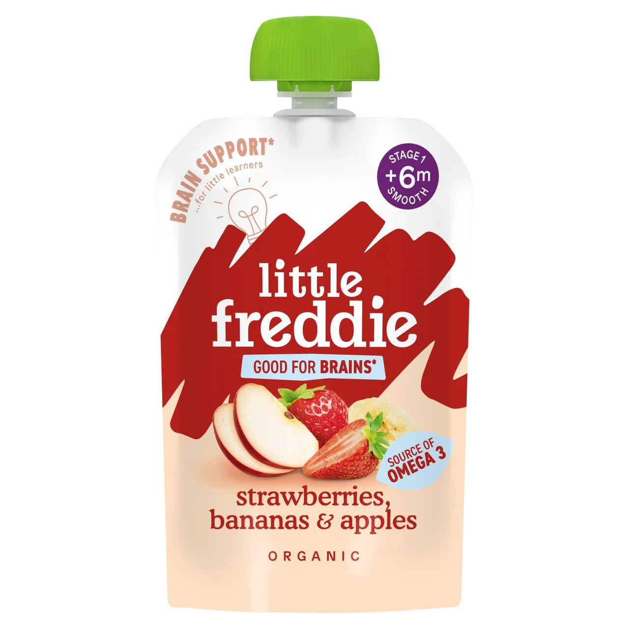Little Freddie Strawberry, Banana & Apple Baby Pouch 6+ Months 90g