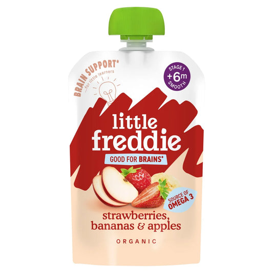 Little Freddie Strawberry, Banana & Apple Baby Pouch 6+ Months 90g