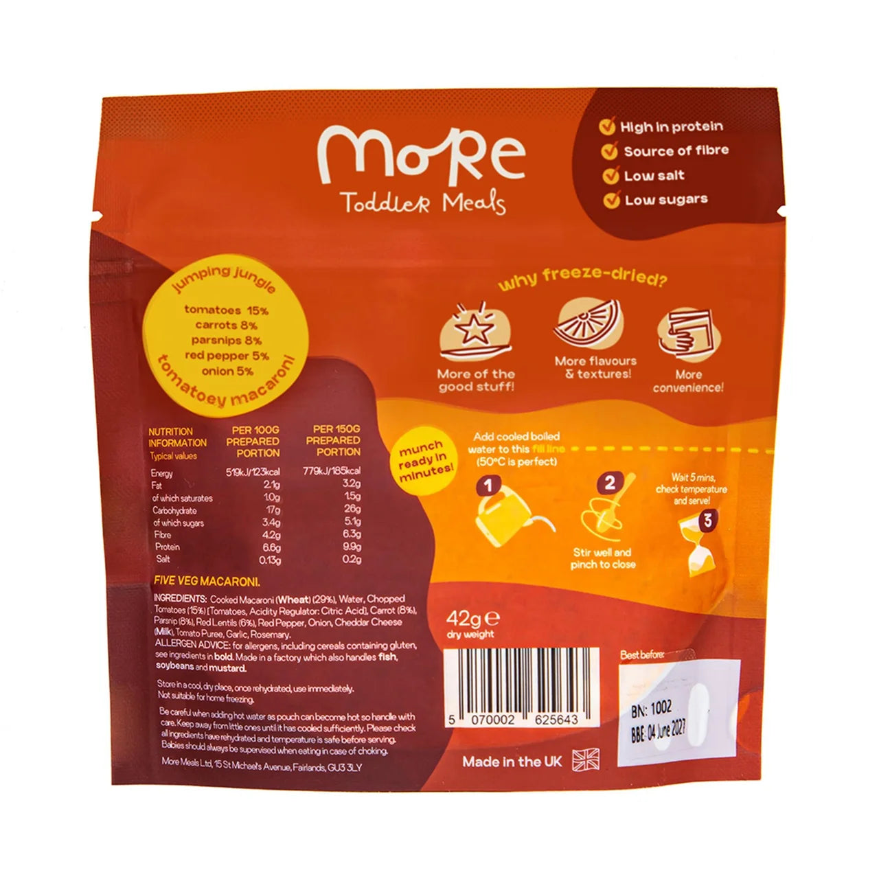 More Toddler Meals, Five Veg Macaroni 150g