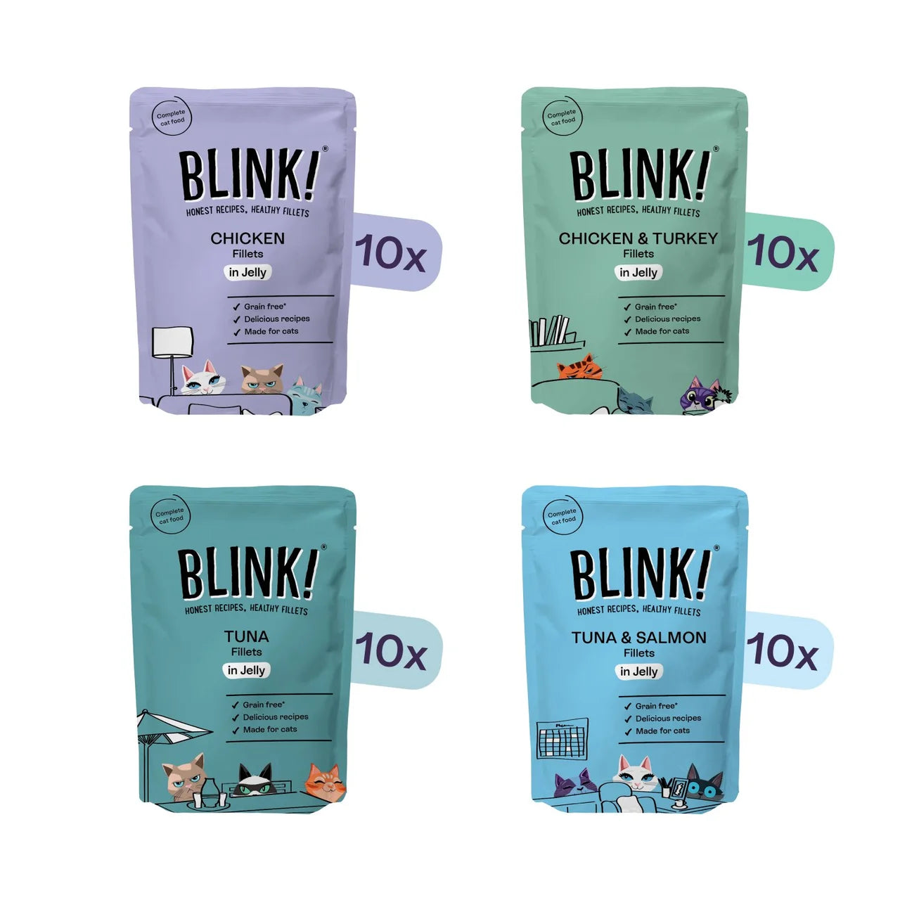 Blink! Blink Chicken & Fish Selection in Jelly Bulk Pack 40 x 85g