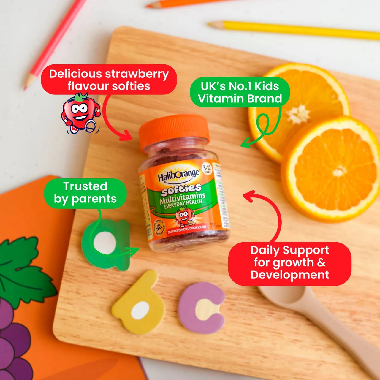 Haliborange Kid's Softies Multivitamins Strawberry Gummies 3-12yrs 30 per pack