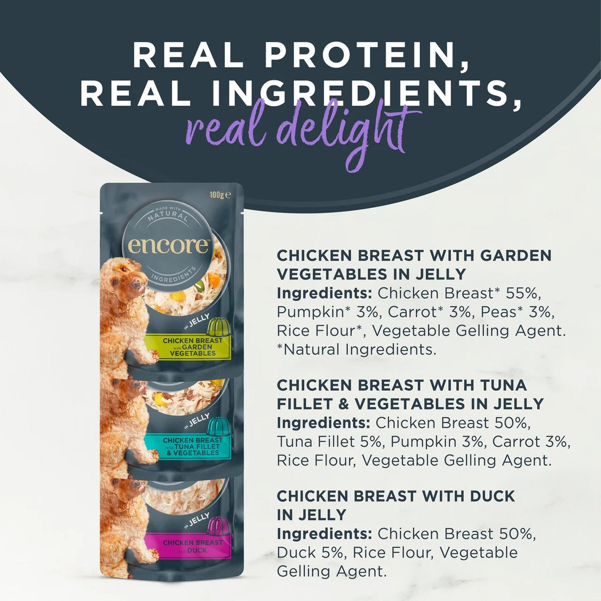 Encore Natural Wet Dog Food Multipack Finest Selection Pouches in Jelly 5 x 100g