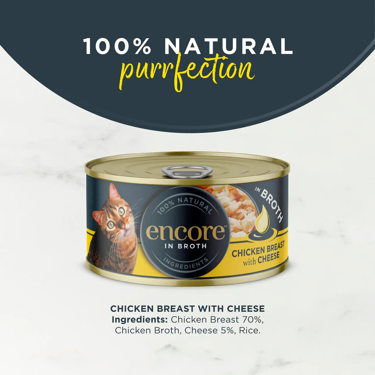 Encore Natural Wet Cat Food Tin Chicken Breast with Cheese in Broth 70g