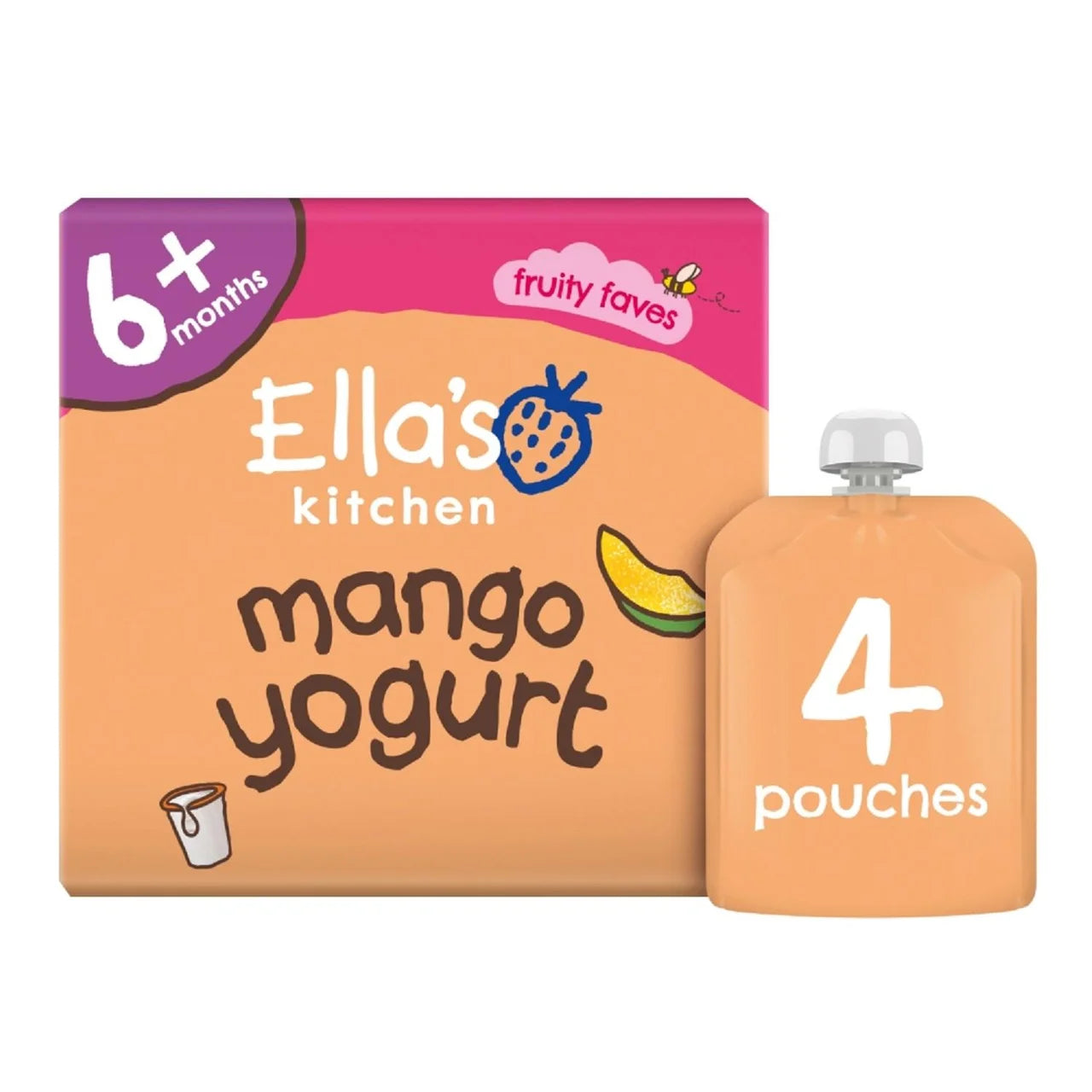 Ella's Kitchen Mango Greek Style Yogurt Baby Pouch Multipack 6+ Months 4 x 90g