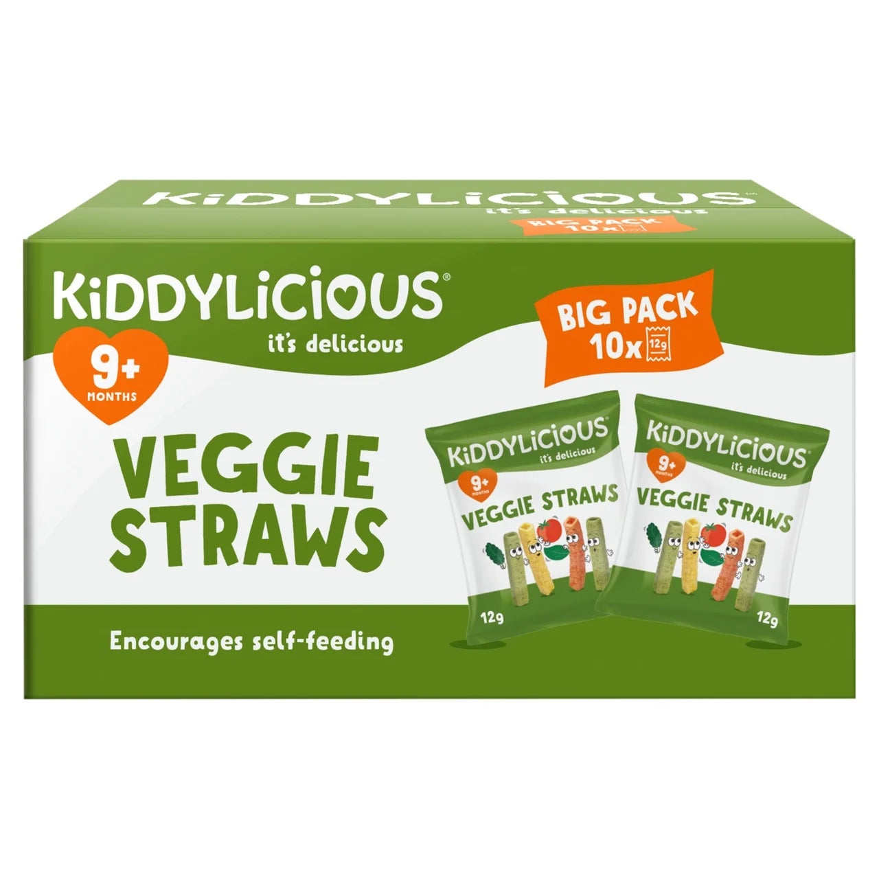 Kiddylicious Veggie Straws Baby Snacks Big Pack 10 x 12g