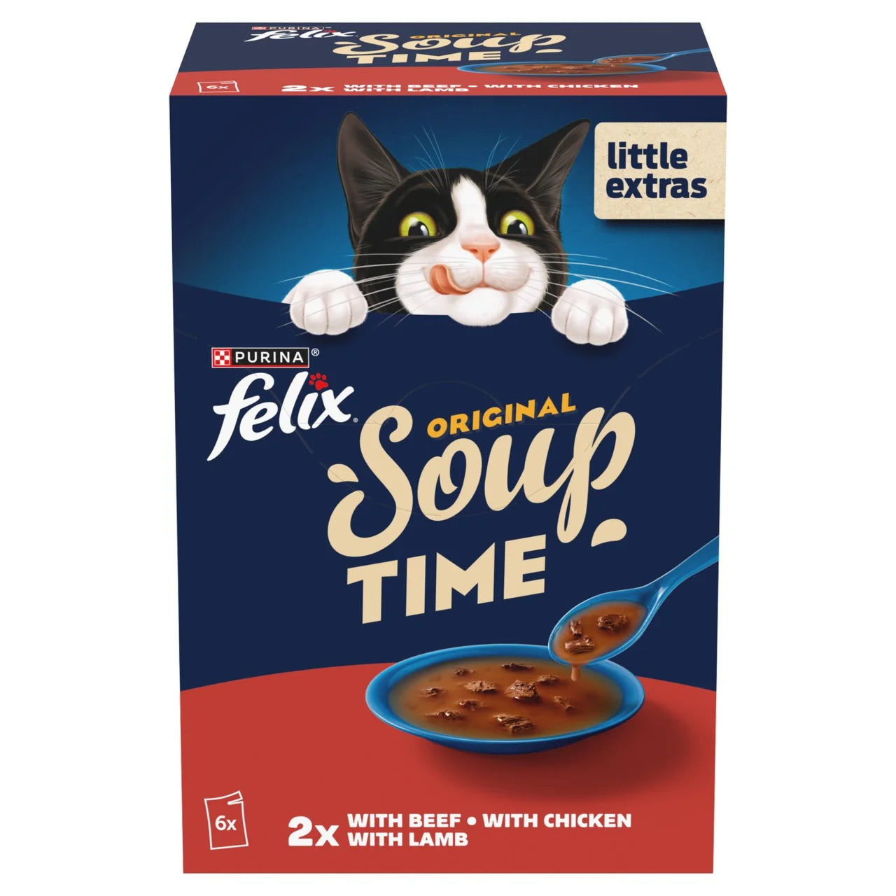 Felix Soup Farm Selection Chicken, Beef & Lamb Wet Cat Food 6 x 48g
