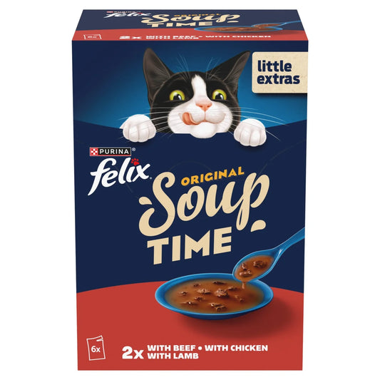 Felix Soup Farm Selection Chicken, Beef & Lamb Wet Cat Food 6 x 48g