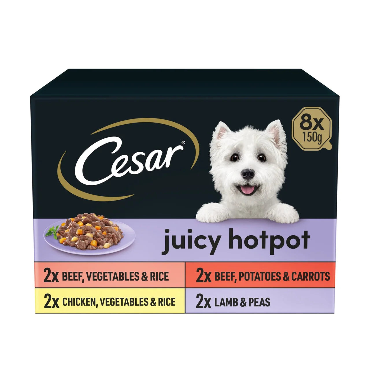 Cesar Juicy Hotpot Adult Wet Dog Food Trays Mixed in Gravy 8x150g