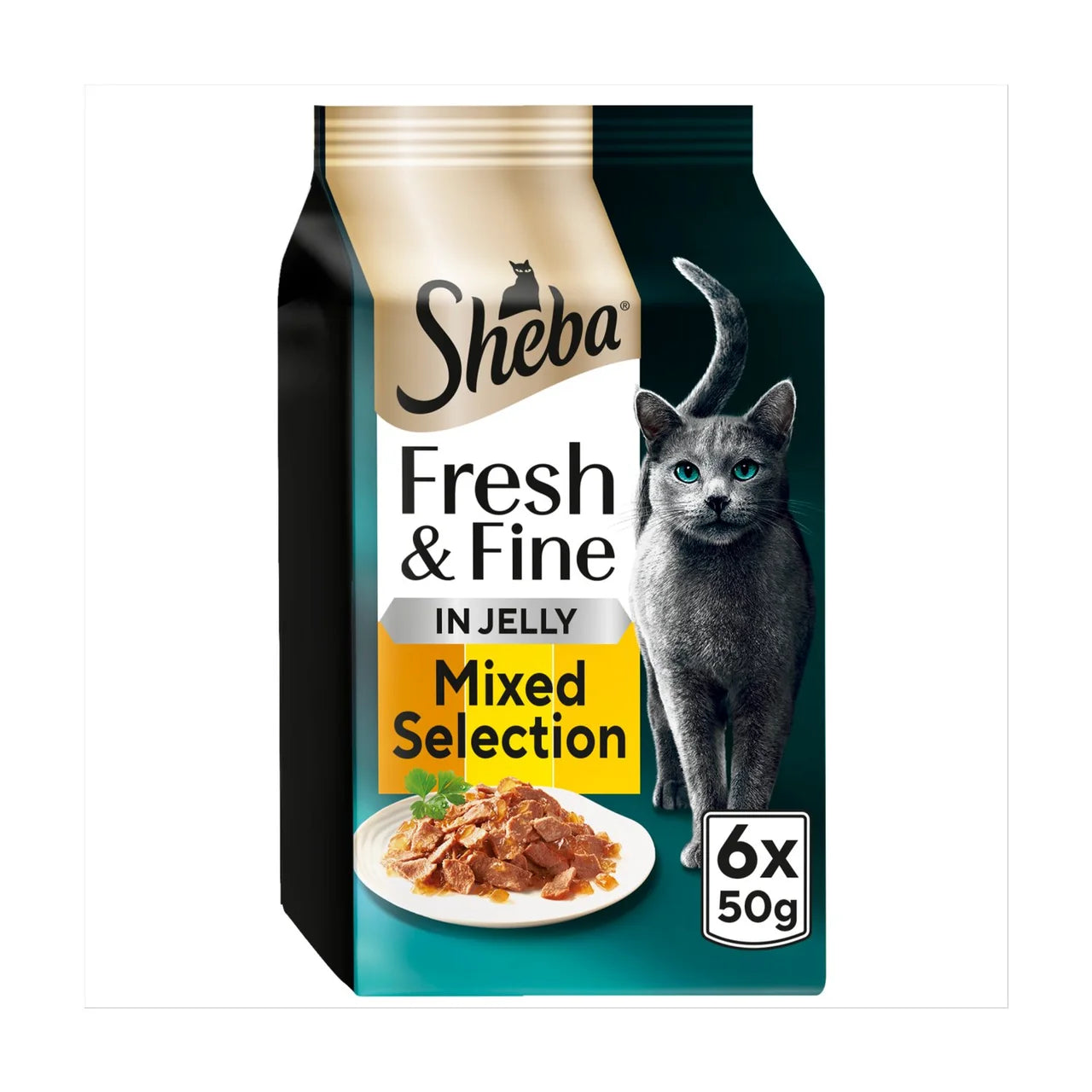 Sheba Fresh & Fine Cat Pouches with Chicken & Turkey & Poultry in Jelly 6 x 50g