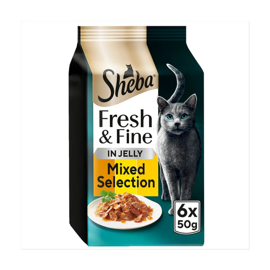 Sheba Fresh & Fine Cat Pouches with Chicken & Turkey & Poultry in Jelly 6 x 50g