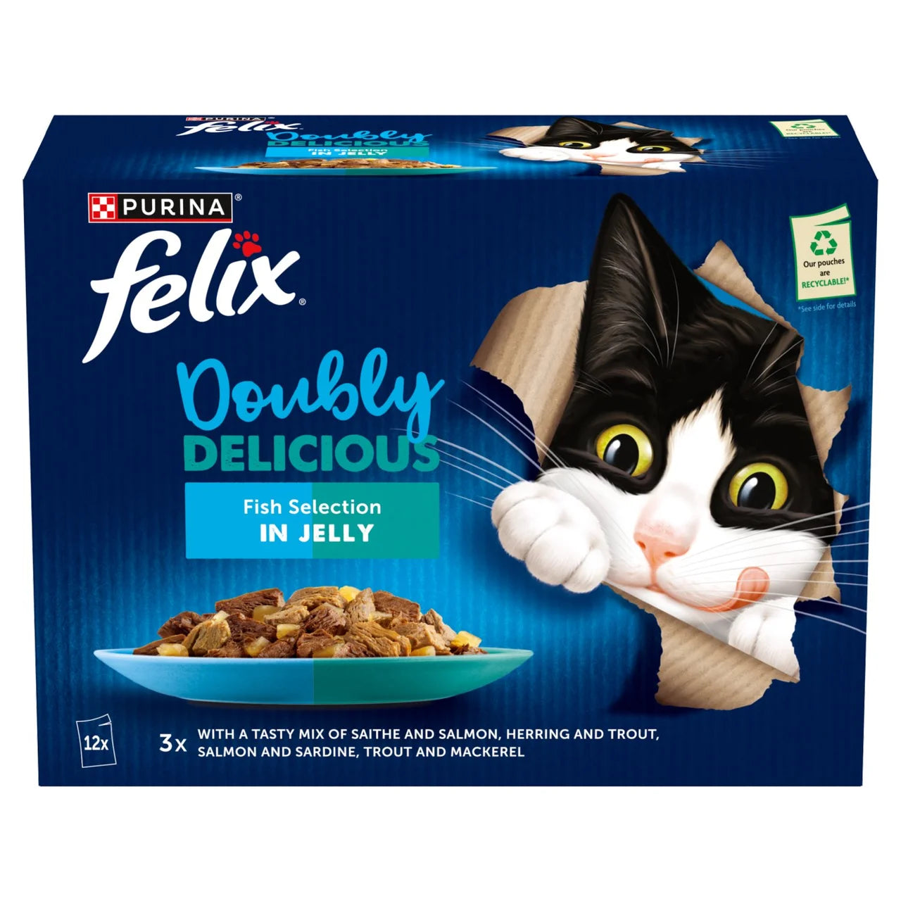 Felix Doubly Delicious Fish Selection in Jelly Wet Cat Food 12 x 85g
