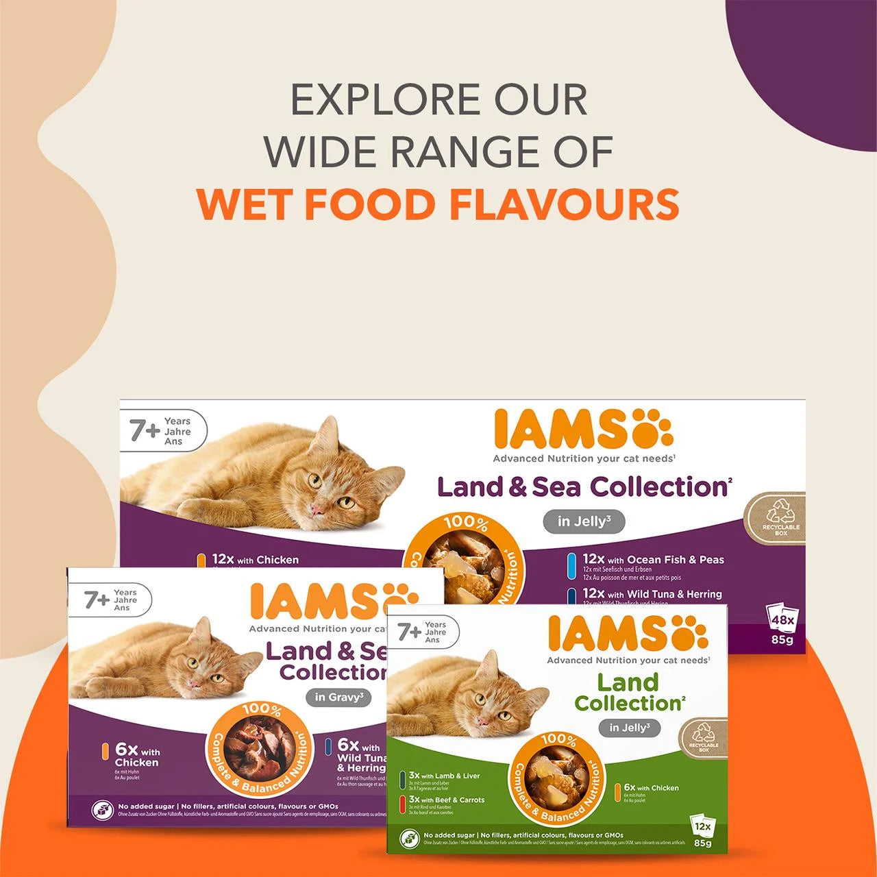 IAMS Senior Wet Cat Food Meat Variety Mix in Jelly 12 x 85g