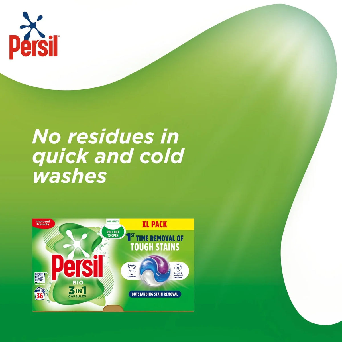 Persil Bio 3 in 1 Laundry Washing Detergent Capsules 36 Washes