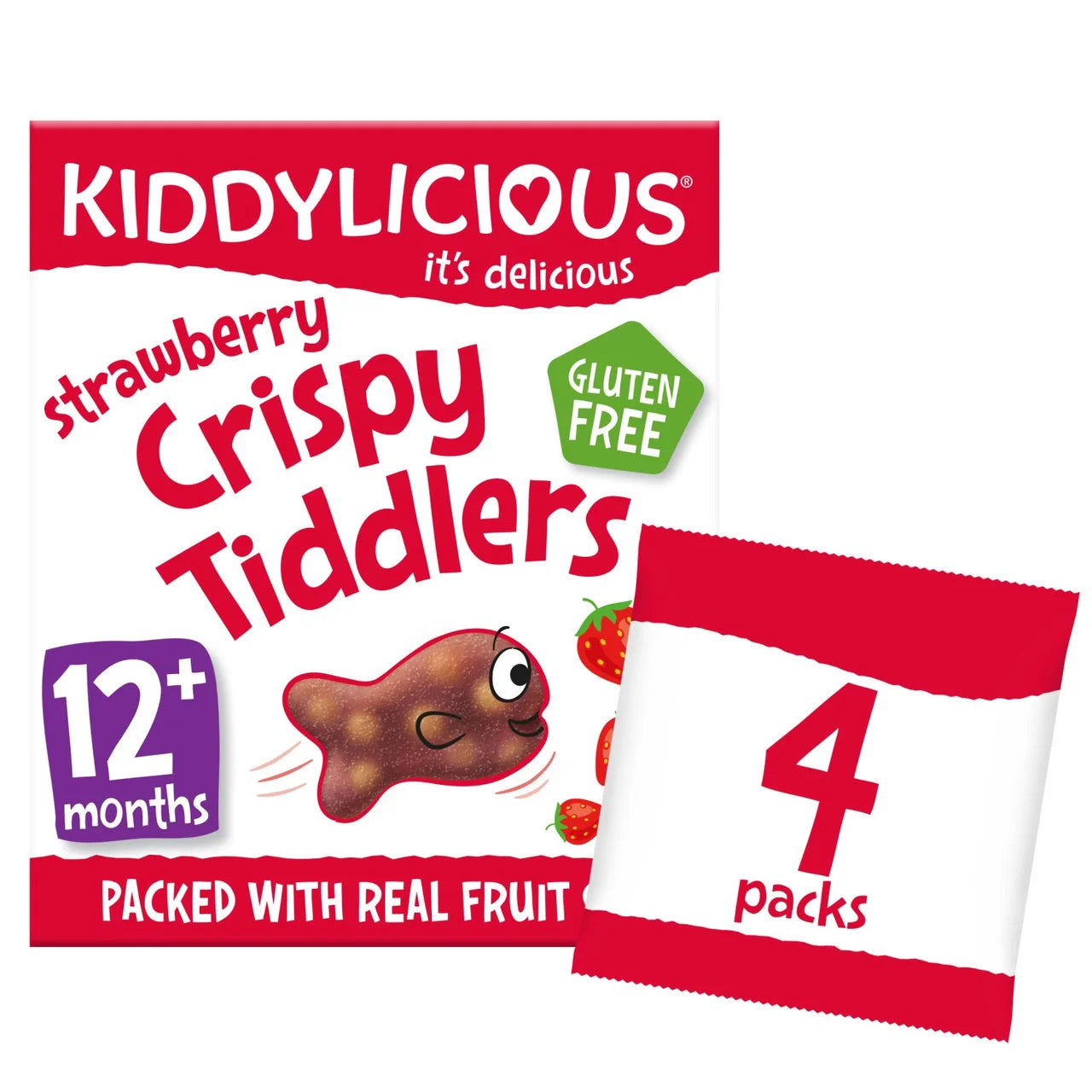 Kiddylicious Strawberry Crispy Tiddlers Baby Snacks Multi 4 x 12g