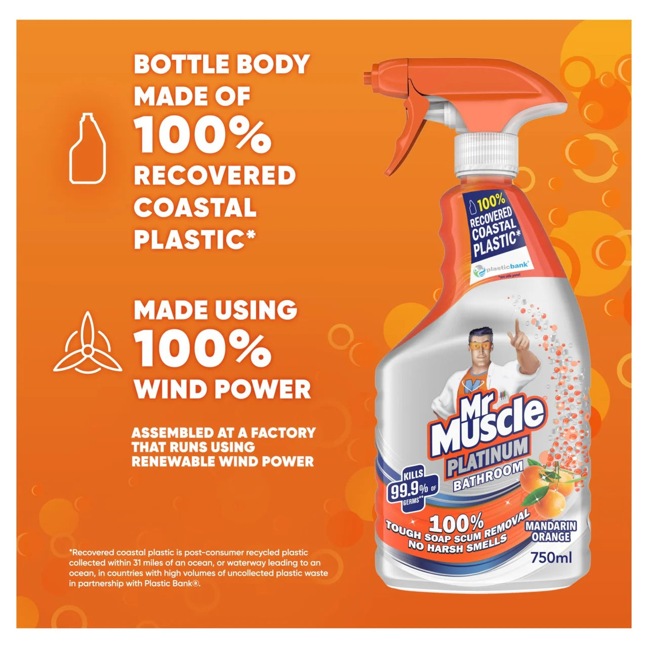 Mr Muscle Platinum Antibacterial Bathroom Spray Mandarin 750ml