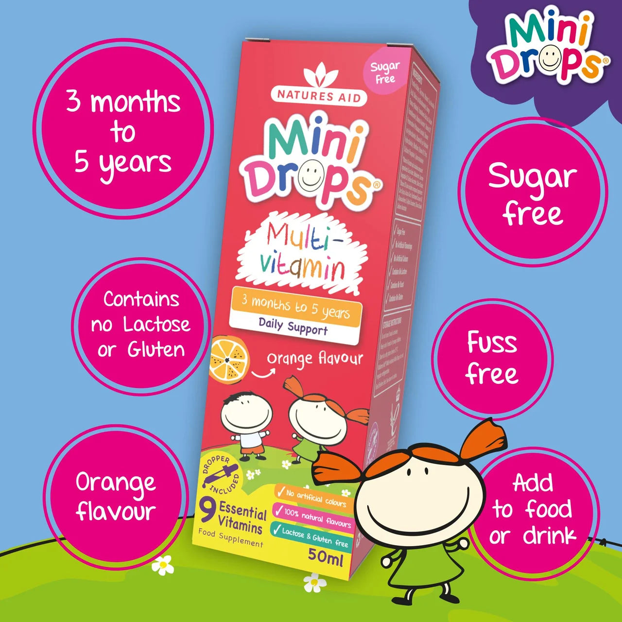 Natures Aid Mini Drops Multivitamin for Infants & Children 50ml