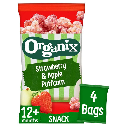Organix Strawberry Puffcorn Toddler Snacks Multipack 12 months+ 4 x 10g