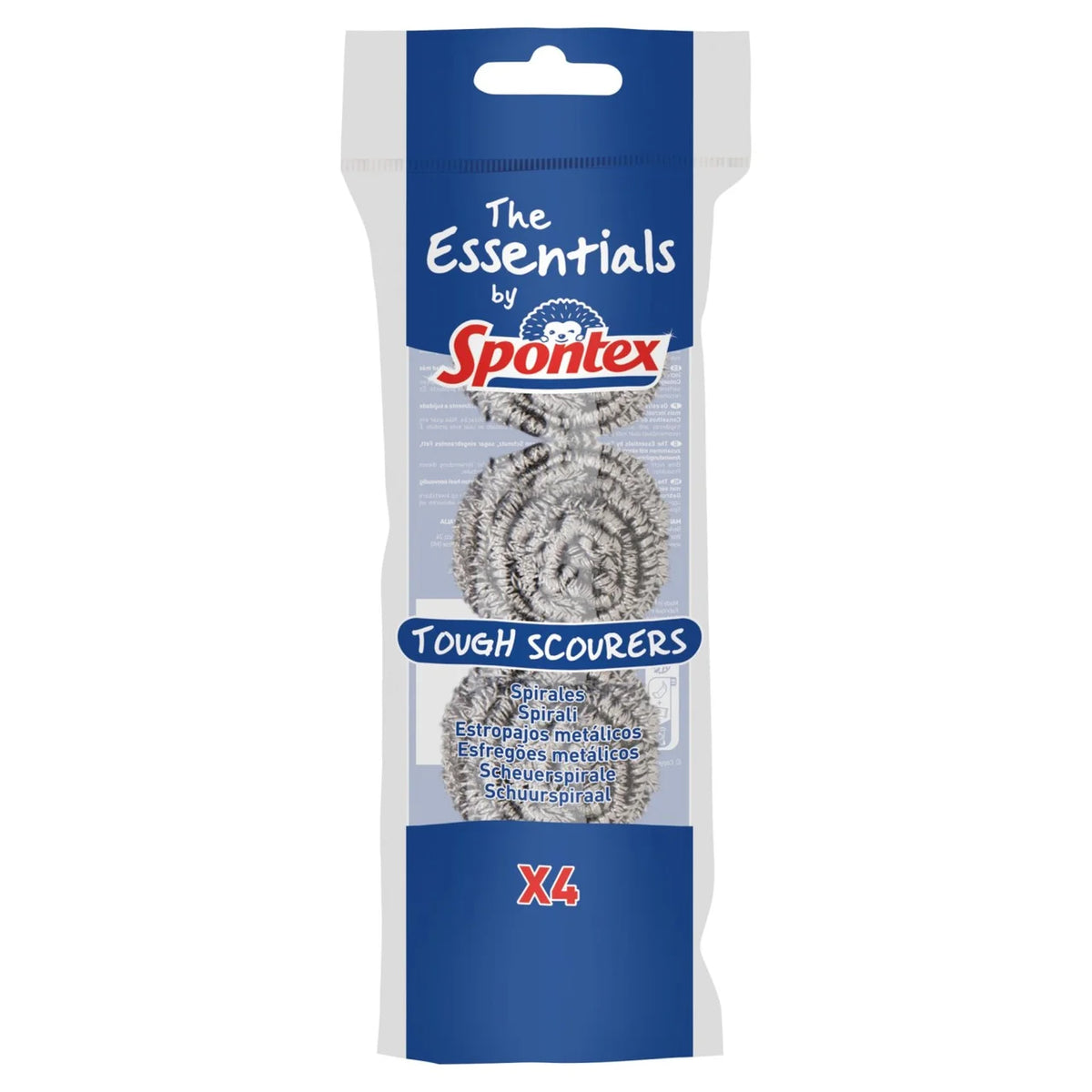 Spontex Essentials Steel Scourers Heavy Duty Cleaning 4 per pack