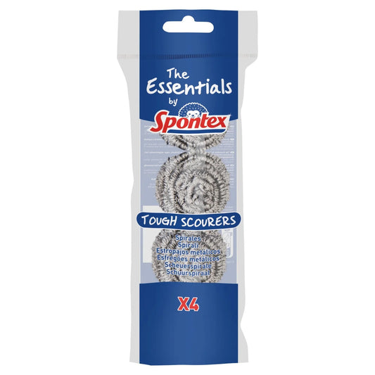Spontex Essentials Steel Scourers Heavy Duty Cleaning 4 per pack