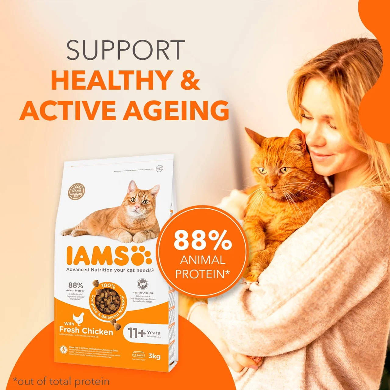 IAMS Senior 11+ Dry Cat Food Chicken 800g