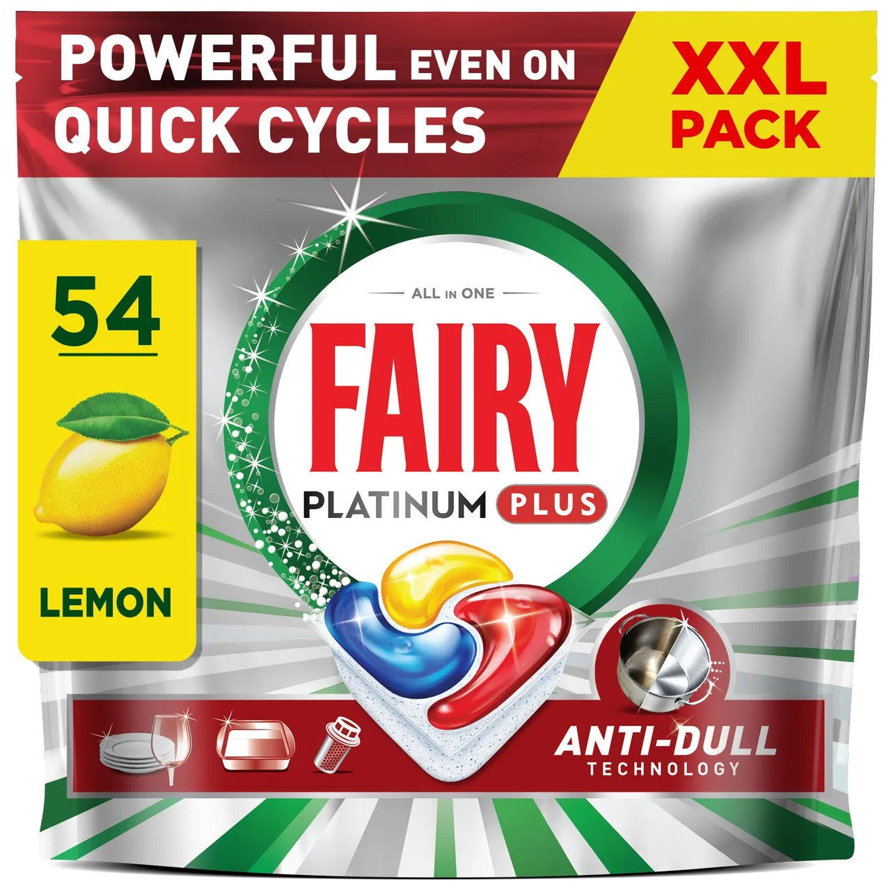 Fairy Platinum Plus Lemon Dishwasher Tablets 54 per pack