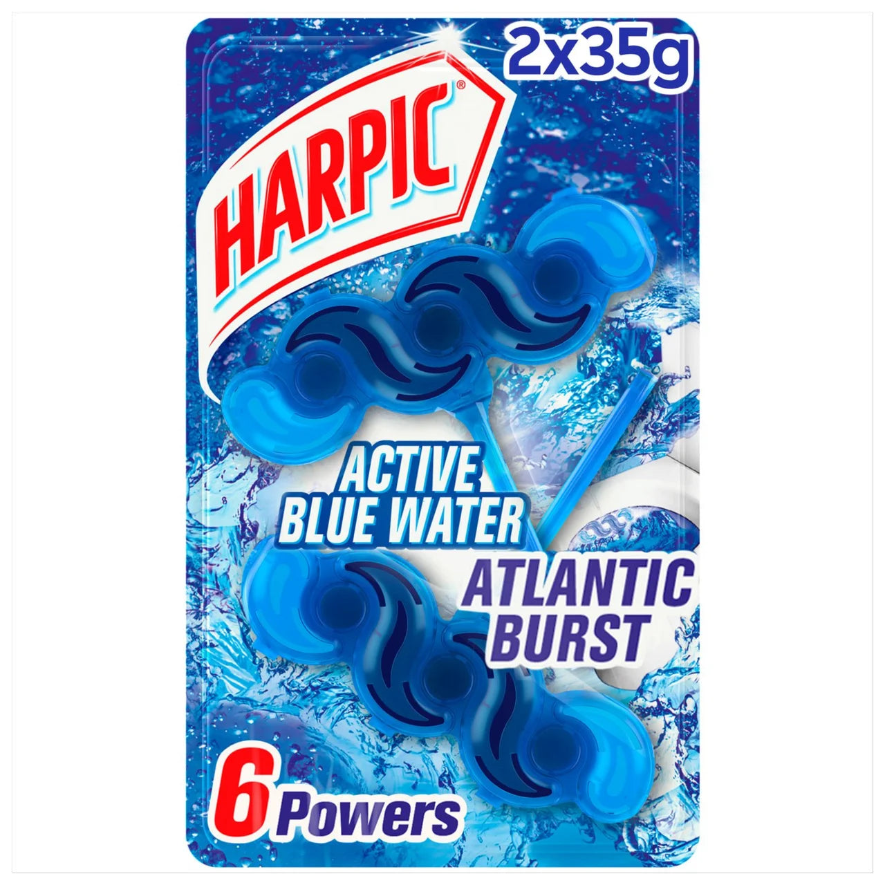 Harpic Fresh Power 6 Rim Blocks Blue Water Twin 2 x 39g