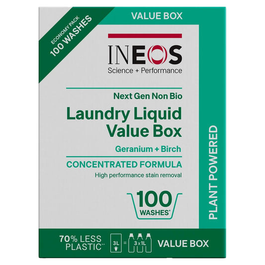 INEOS Non Bio Laundry Liquid XXL Value Box Geranium + Birch 100 Washes 3L