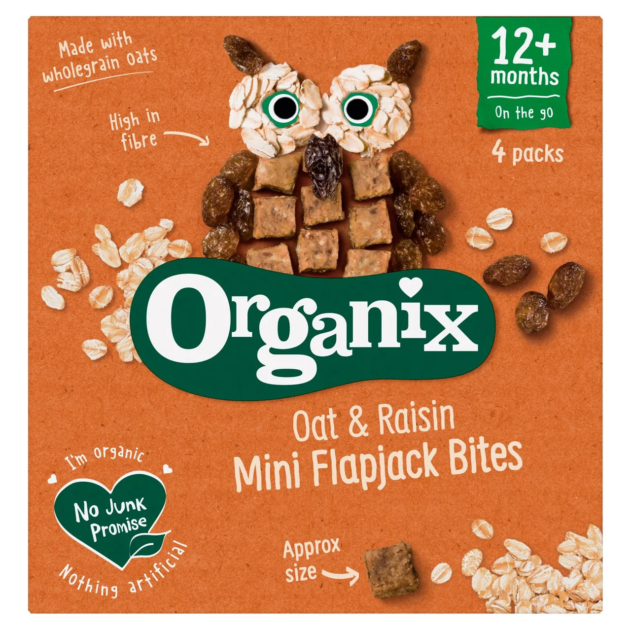 Organix Oat & Raisin Mini Flapjack Bites Toddler Snack Multipack 12+ Months 4 x 20g