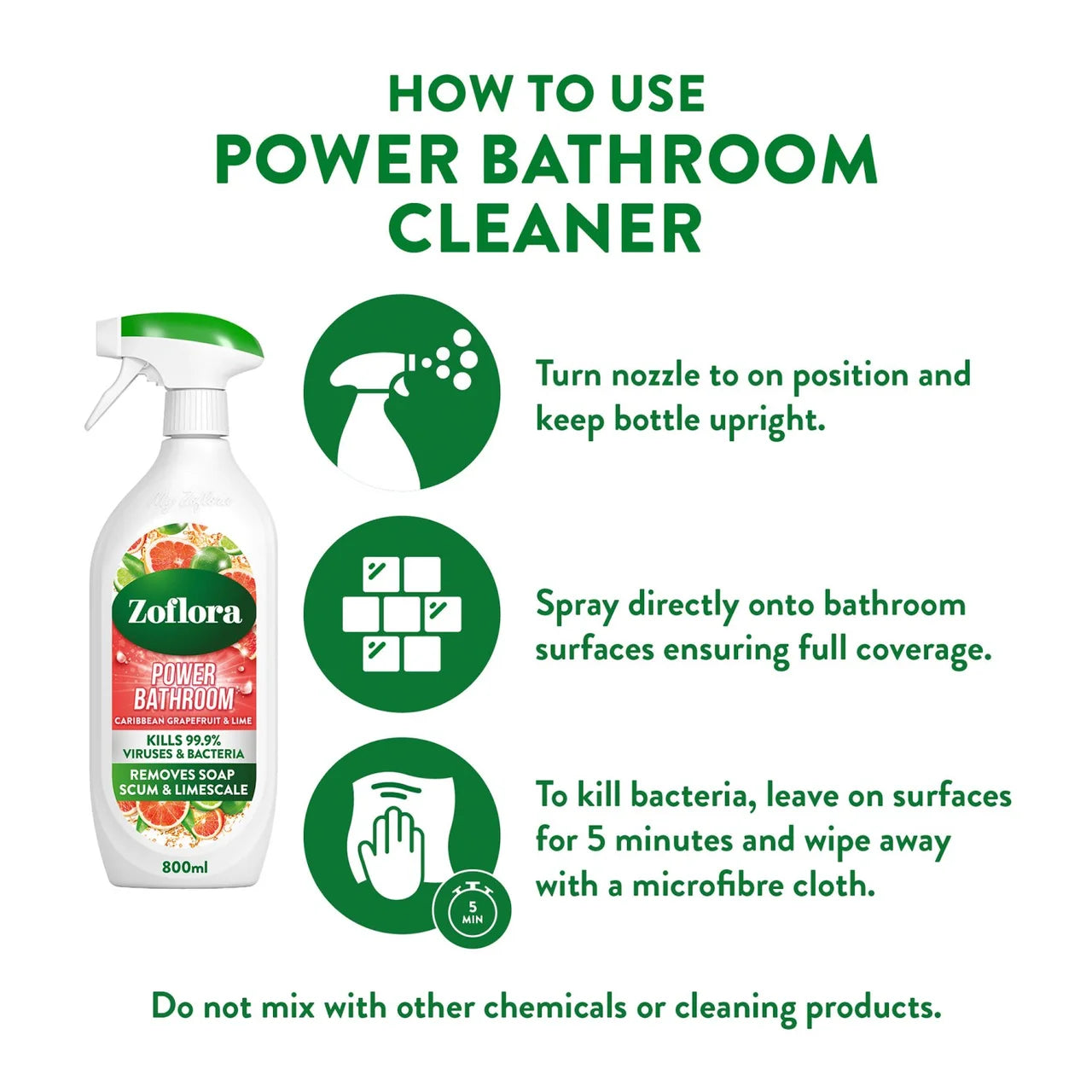 Zoflora Grapefruit & Lime Power Bathroom Cleaner 800ml