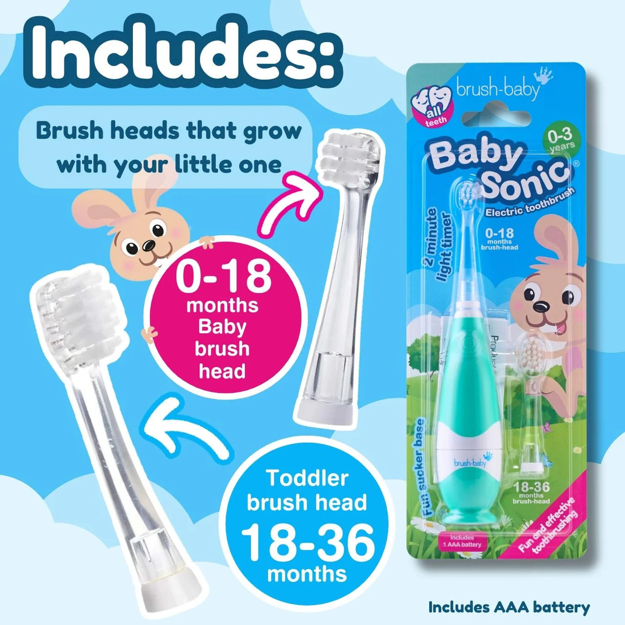 Brush-Baby BabySonic Electric Toothbrush, 0-3 Yrs