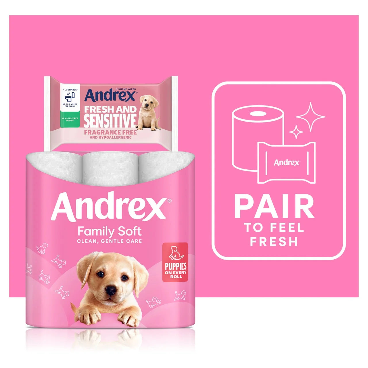 Andrex Fresh and Sensitive Flushable Hygiene Wipes 30 per pack