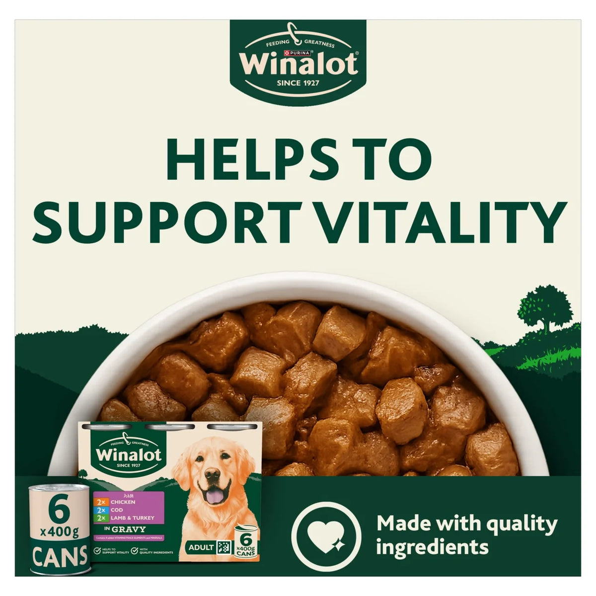 Winalot Cod in Gravy Wet Dog Food 6 x 400g