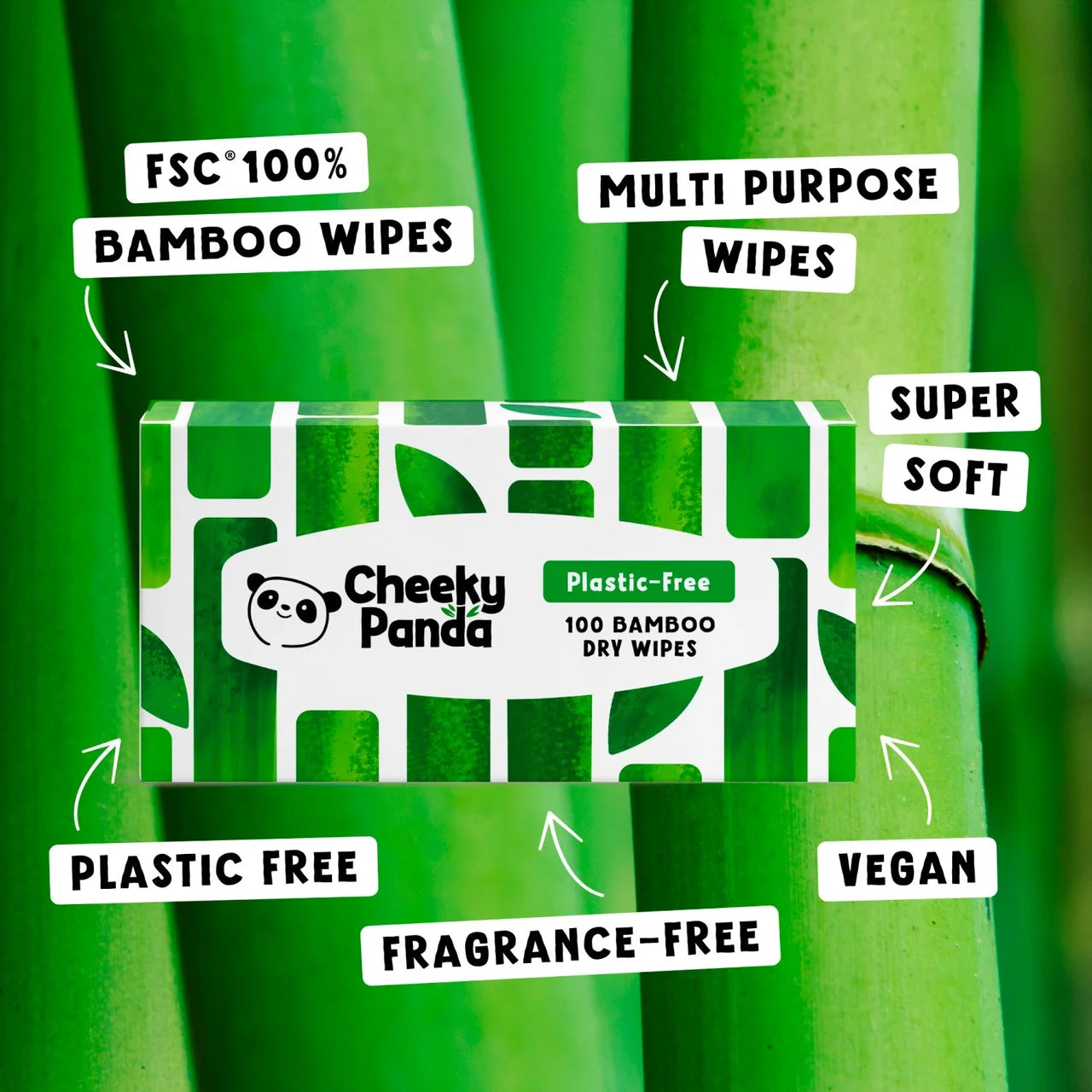 Cheeky Panda Bamboo Dry Wipes 100 per pack