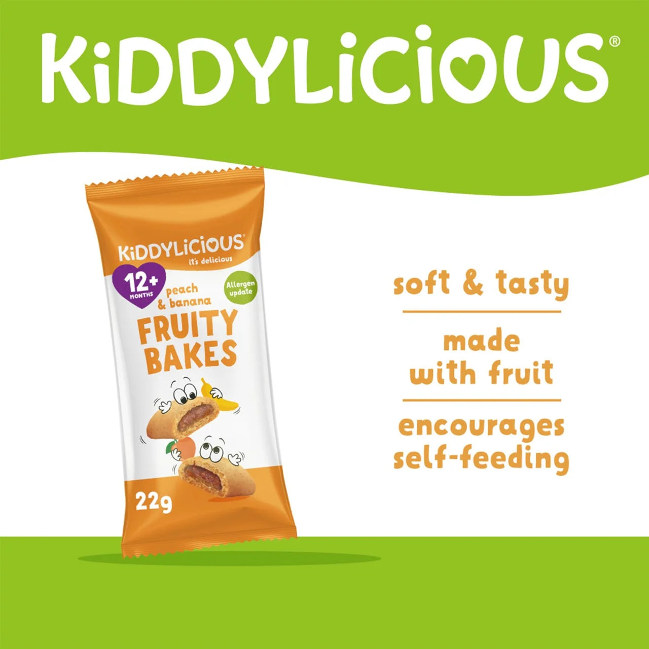 Kiddylicious Peach & Banana Fruity Bakes Baby Snacks Multi 6 x 22g