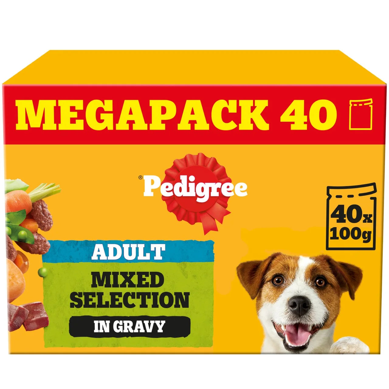 Pedigree Adult Wet Dog Food Pouches Mixed Gravy Mega Pack 40x100g