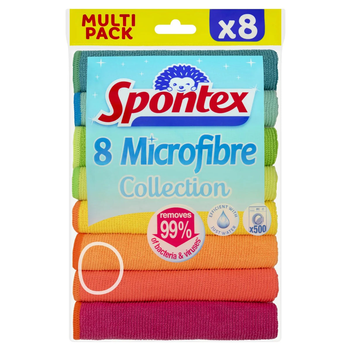 Spontex Microfibre Cloths - Multi Purpose Kitchen and bathroom Cleaner 8 per pack