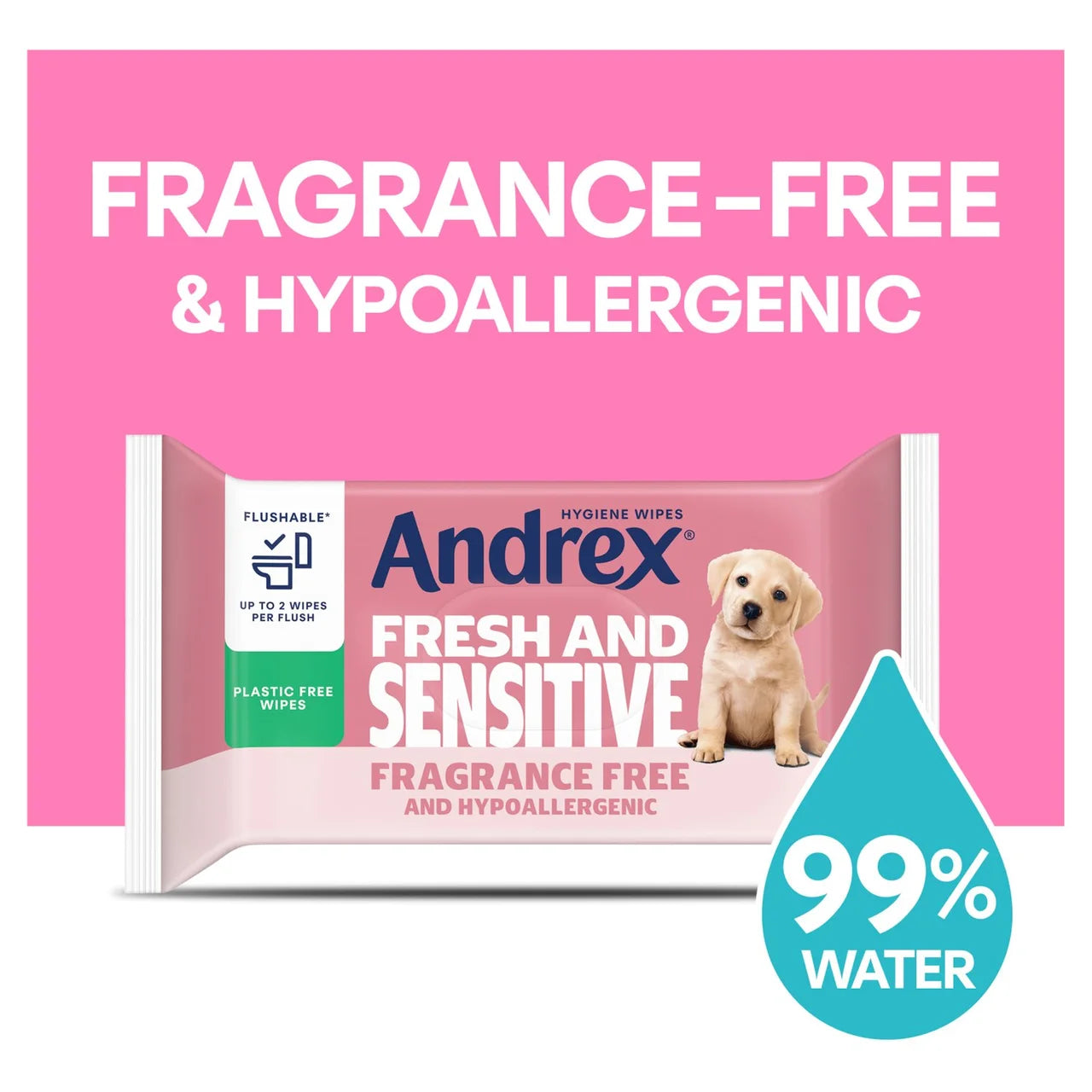 Andrex Fresh and Sensitive Flushable Hygiene Wipes 30 per pack