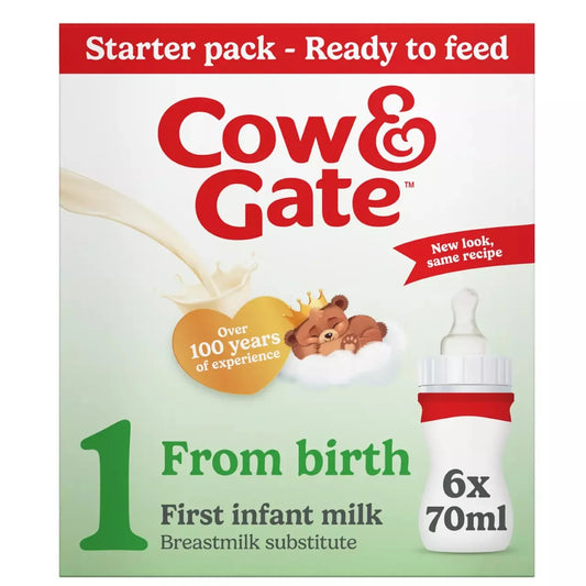 Cow & Gate 1 First Infant Baby Milk Formula Liquid Starter Pack From Birth 6 x 70ml