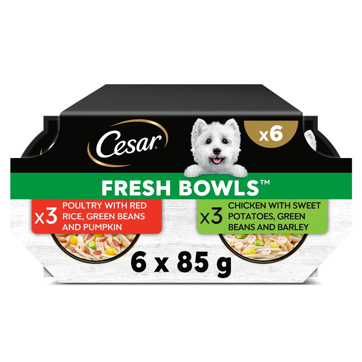 Cesar Fresh Bowl Adult Wet Dog Food Chicken & Poultry in Gravy 6 x 85g