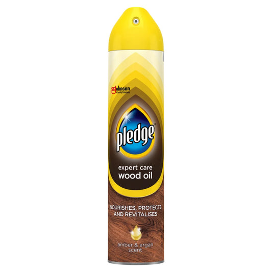 Pledge Expert Care, Wood Polish Aerosol, Amber & Argan 250ml