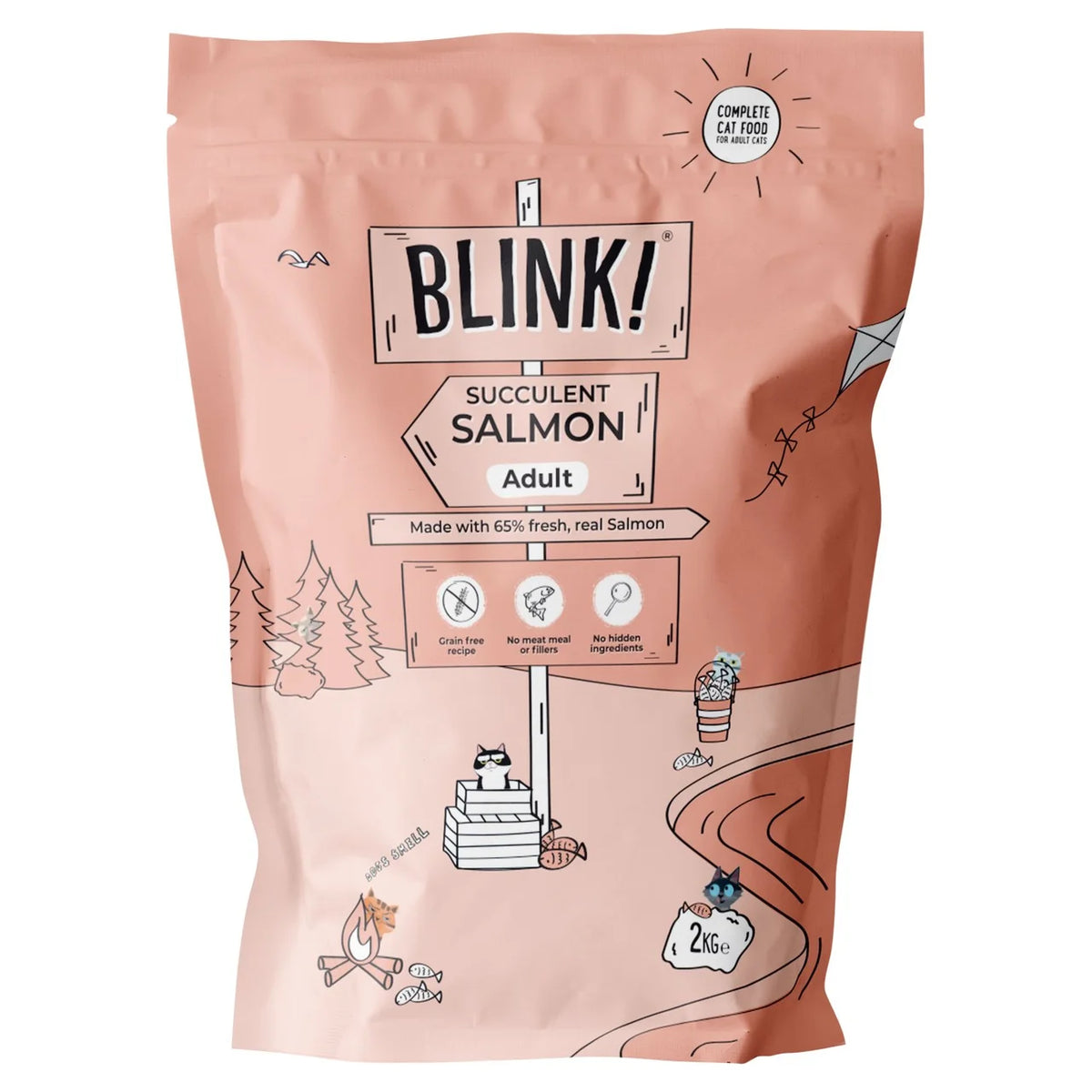 Blink! Blink Dry Adult Cat Food with Fresh Salmon 2kg