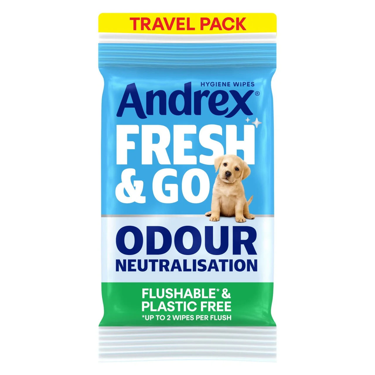 Andrex Fresh and Go Flushable Hygiene Wipes Travel Pack 12 per pack