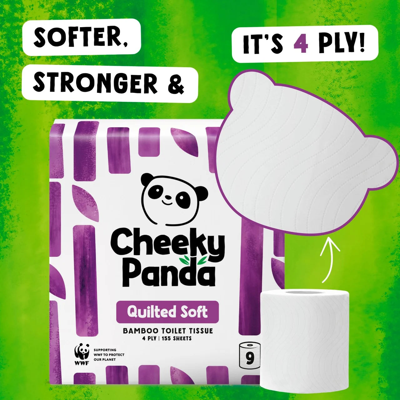 Cheeky Panda Quilted Soft Bamboo Toilet Paper 9 per pack