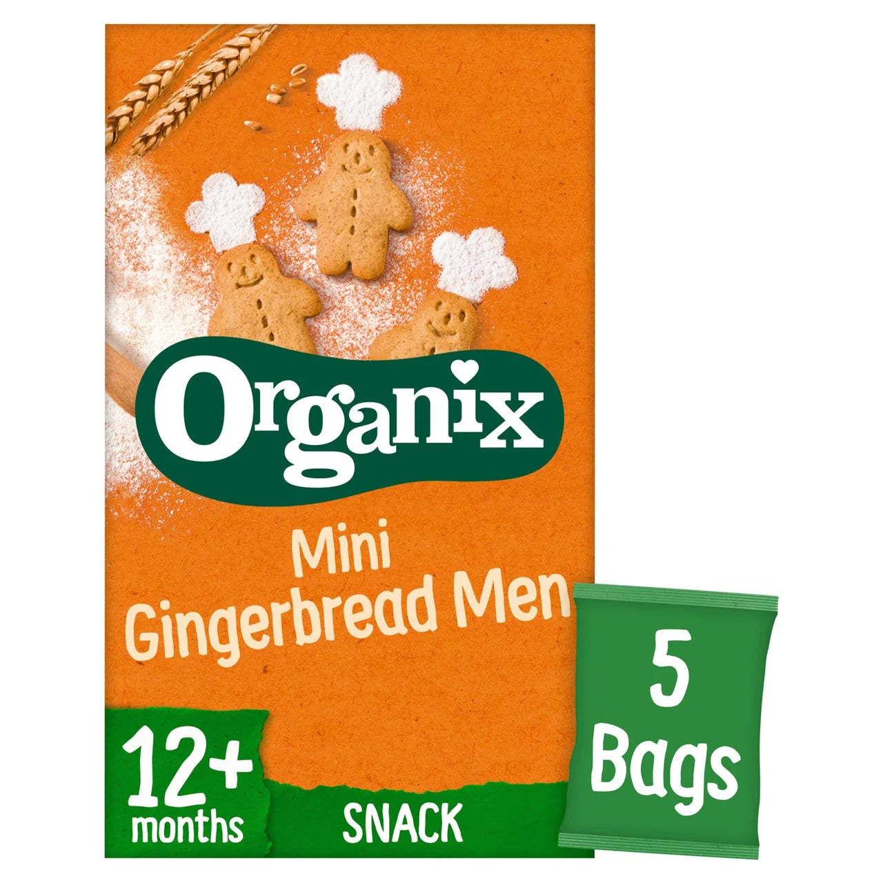 Organix Mini Gingerbread Men Biscuits Toddler Snack Multipack 12+ Months 5 x 20g